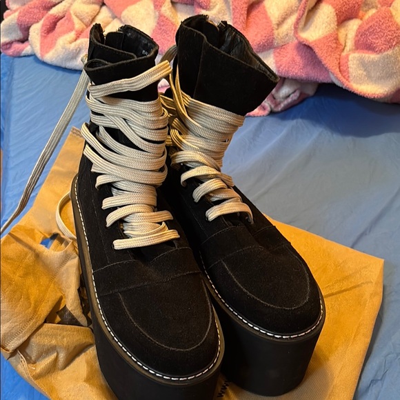 LIKE NEW UNIF Vintage Punk Grunge Black Platform ‘Nobody’ Lace-Up Shoes Rare 8 - Picture 8 of 9